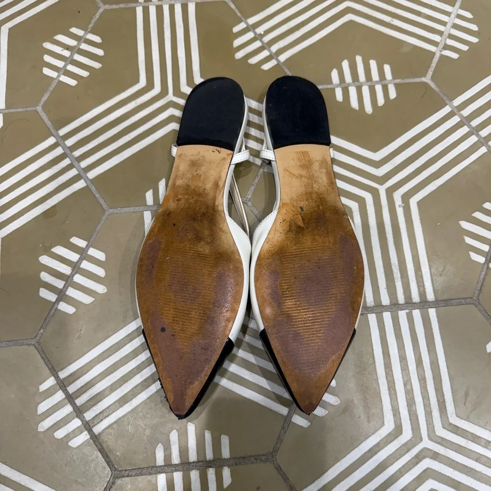 Nine West White and Black Pointed Slingback Flats - Picture 4 of 4